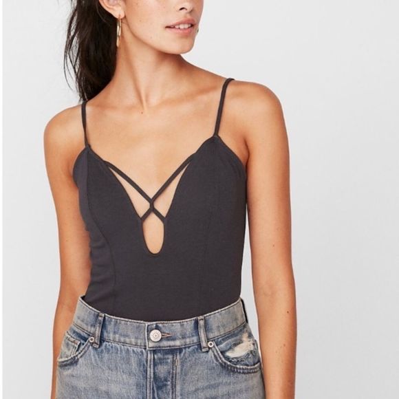 Express Tops - Express strappy thong bodysuit